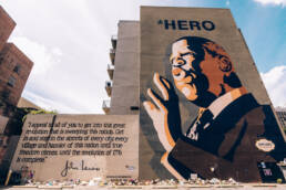 picture of John Lewis Hero Mural in Atlanta with a quote shot by photographer Fred Daniels for #blkcreatives and The Culture LP
